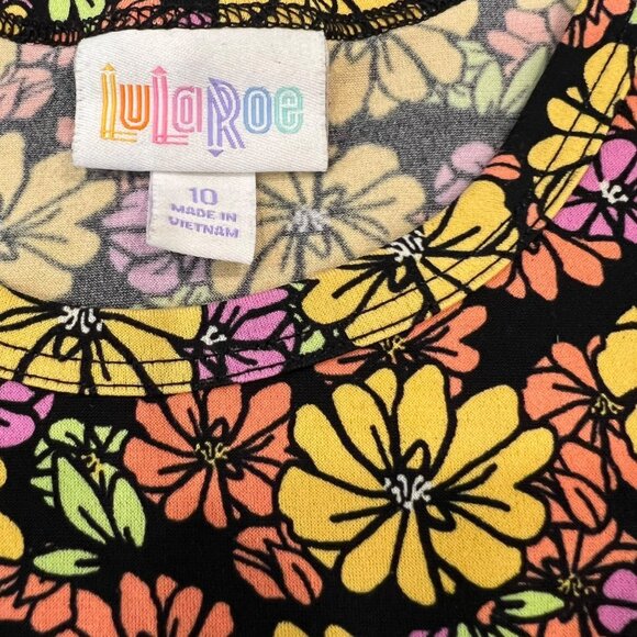 LuLaRoe Scarlett High Low Black Floral Girls Dress Size 10 - Picture 3 of 4